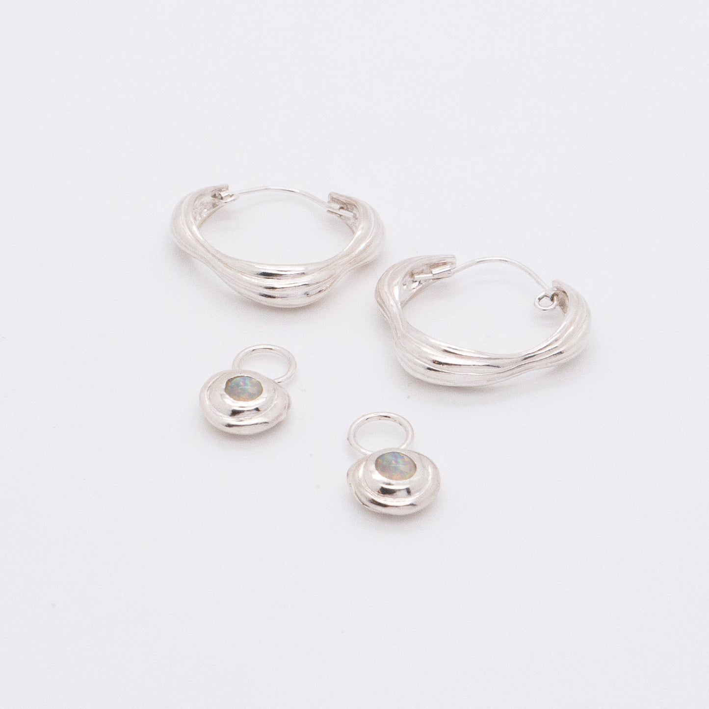 Solar Flares - Coronal Rain Opal Earrings (Silver)