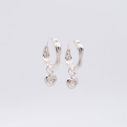 Solar Flares - Coronal Rain Opal Earrings (Silver)