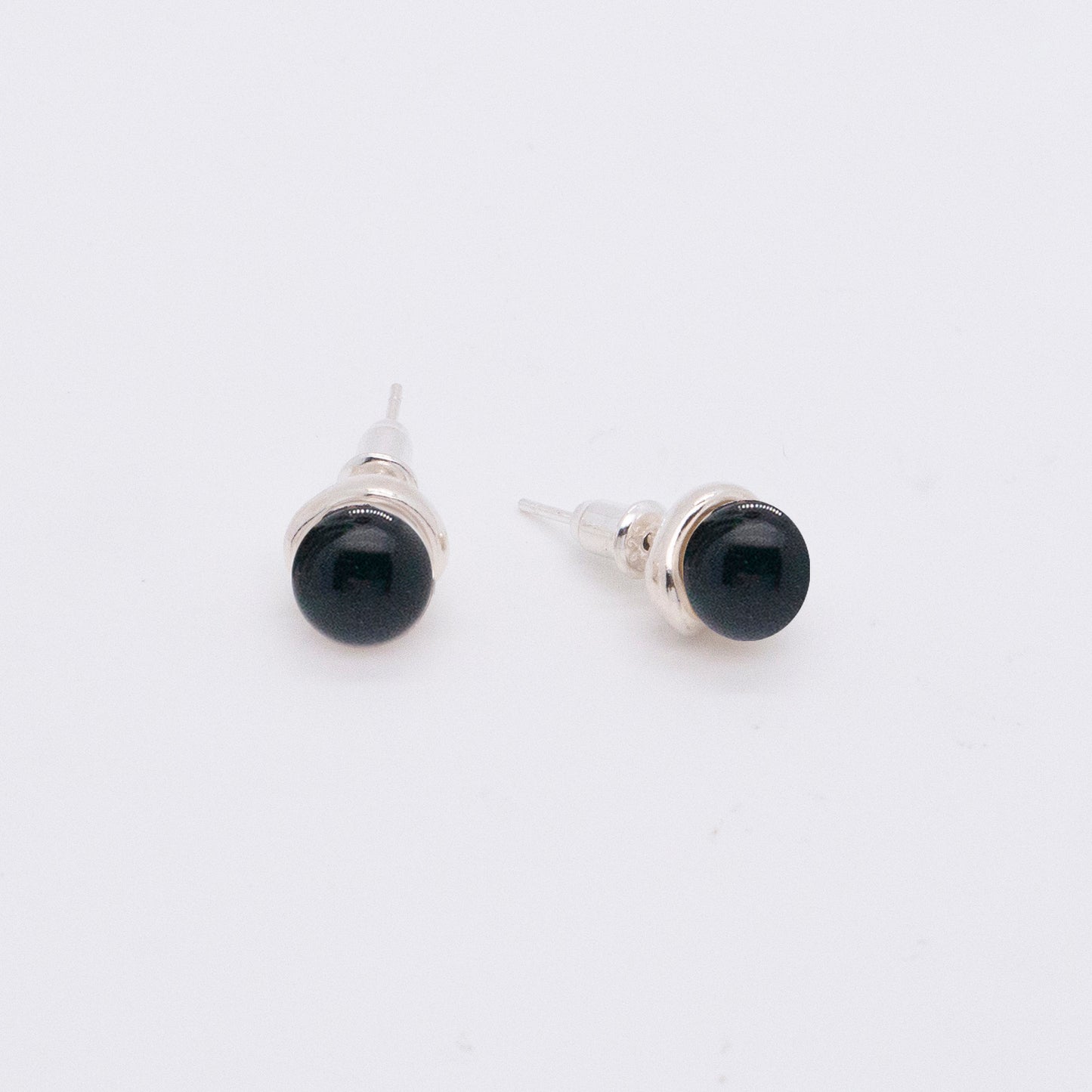 Solar Flares - Classic Black Agate Earrings (Silver)