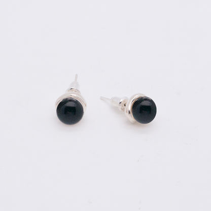 Solar Flares - Classic Black Agate Earrings (Silver)