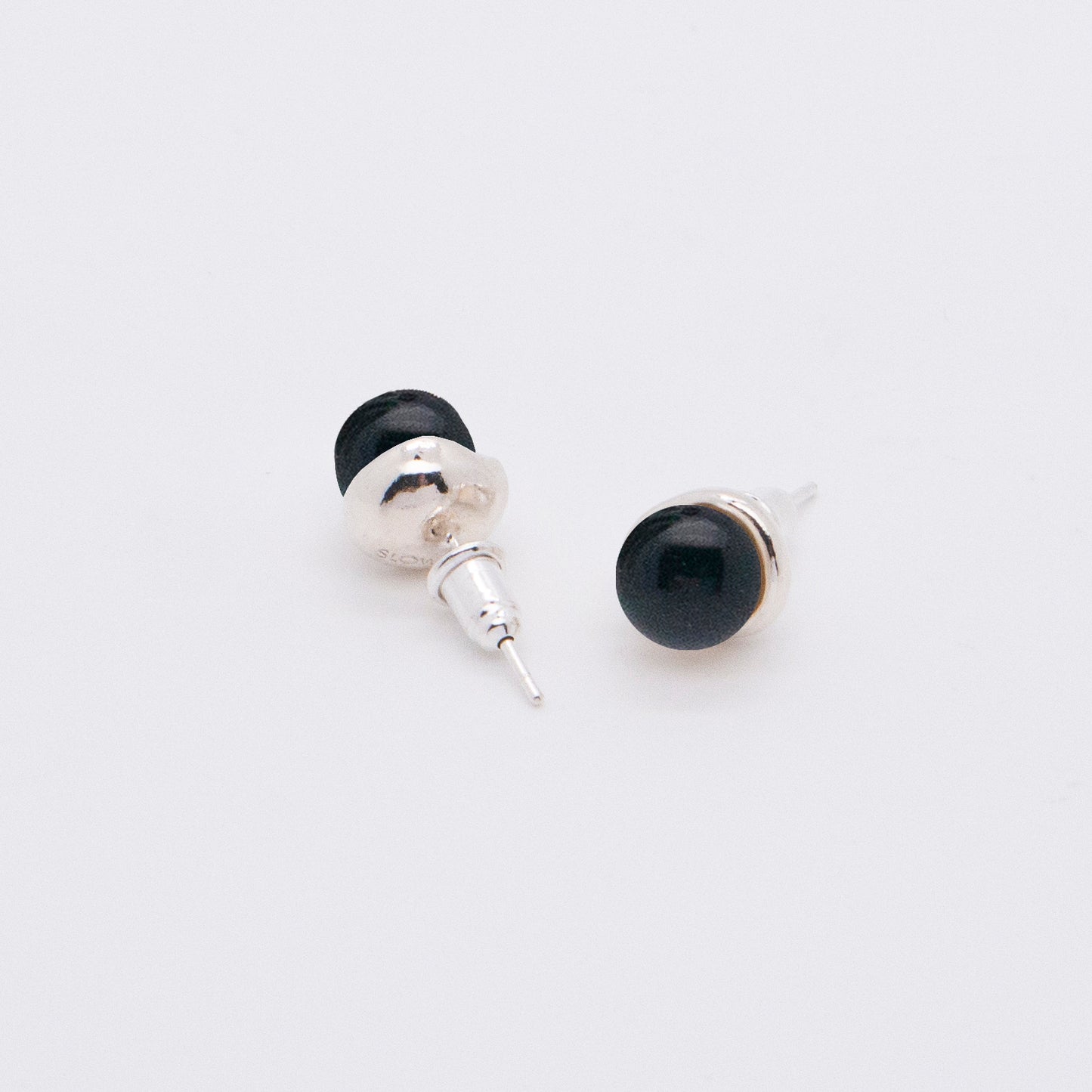Solar Flares - Classic Black Agate Earrings (Silver)