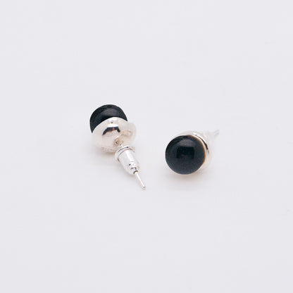 Solar Flares - Classic Black Agate Earrings (Silver)