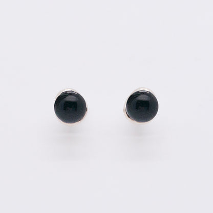 Solar Flares - Classic Black Agate Earrings (Silver)