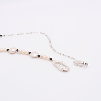 Solar Flares - Magnetic Storm Baroque White Pearl Necklace (Silver)