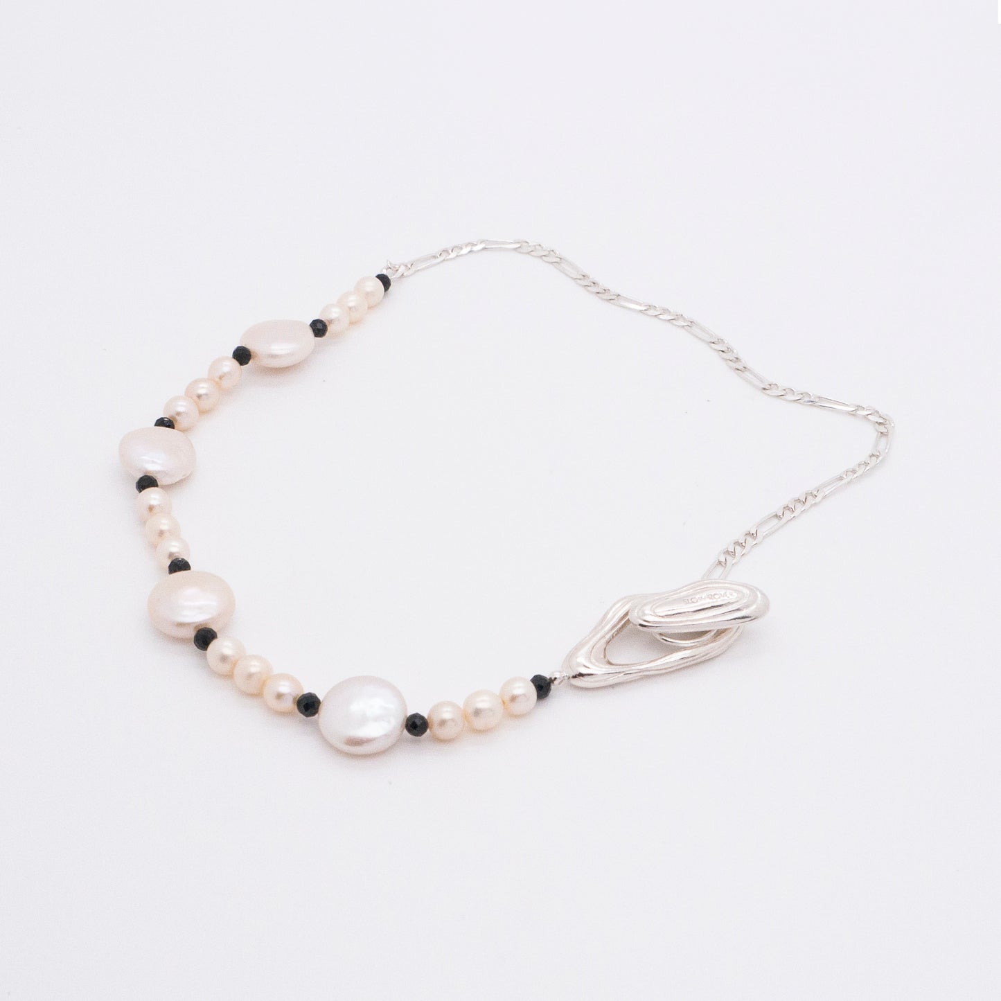 Solar Flares - Magnetic Storm Baroque White Pearl Necklace (Silver)