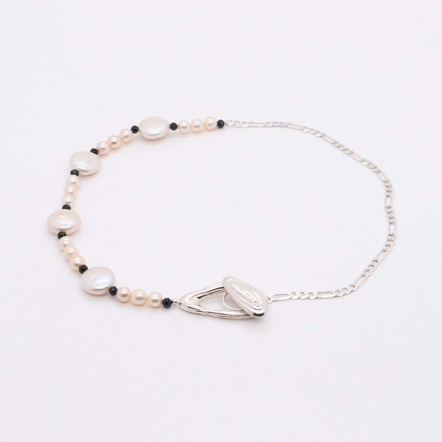 Solar Flares - Magnetic Storm Baroque White Pearl Necklace (Silver)
