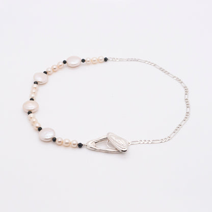 Solar Flares - Magnetic Storm Baroque White Pearl Necklace (Silver)
