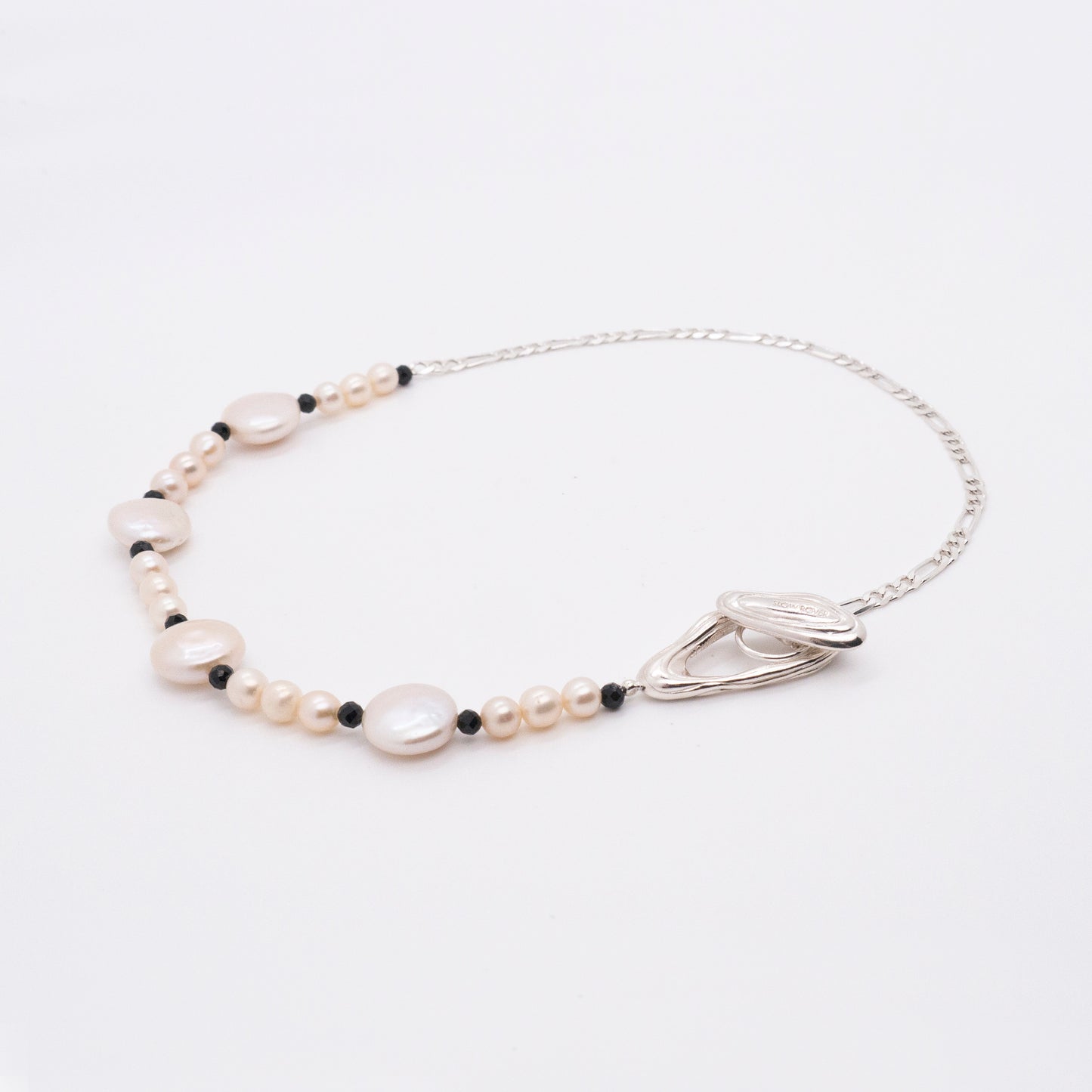 Solar Flares - Magnetic Storm Baroque White Pearl Necklace (Silver)