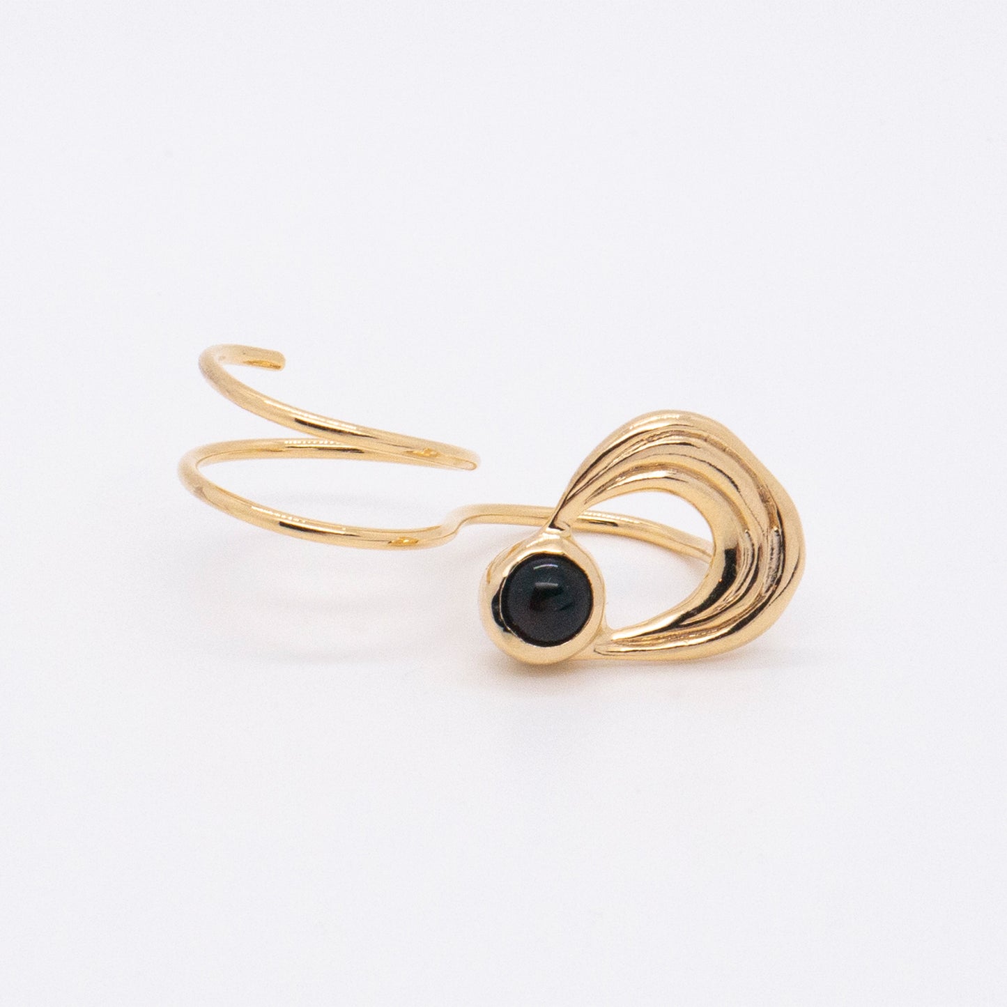 太陽閃焰 日珥黑瑪瑙雙指戒-厚鍍18K金