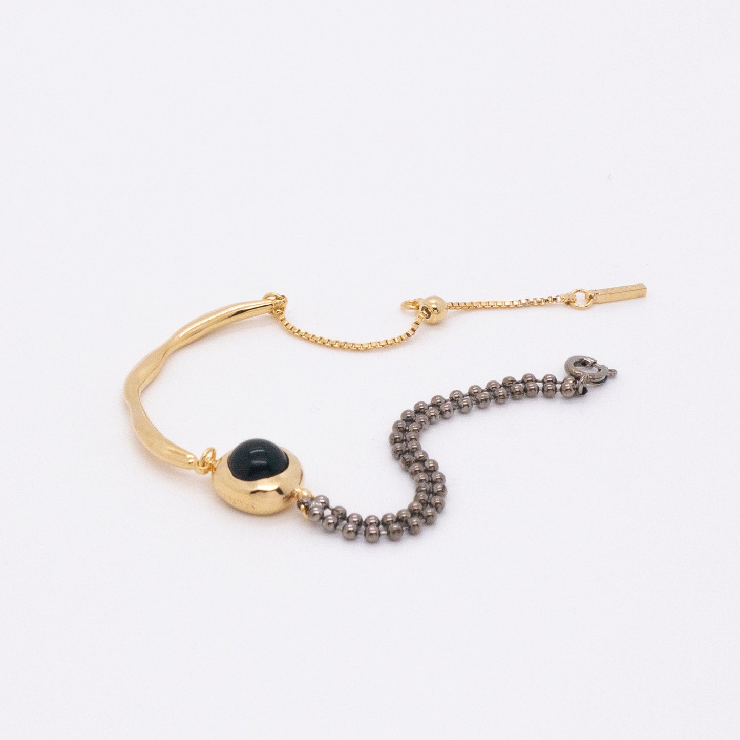 Solar Flares - Sunspots Black Agate Bracelet (Black & 18K Gold Plated)