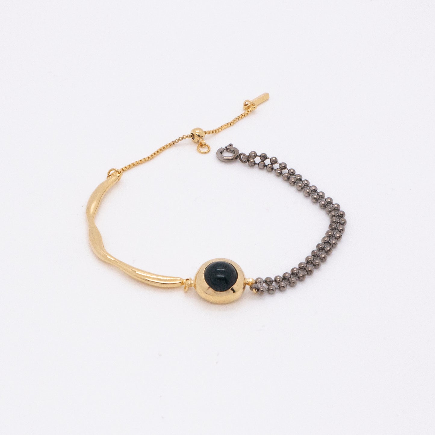Solar Flares - Sunspots Black Agate Bracelet (Black & 18K Gold Plated)