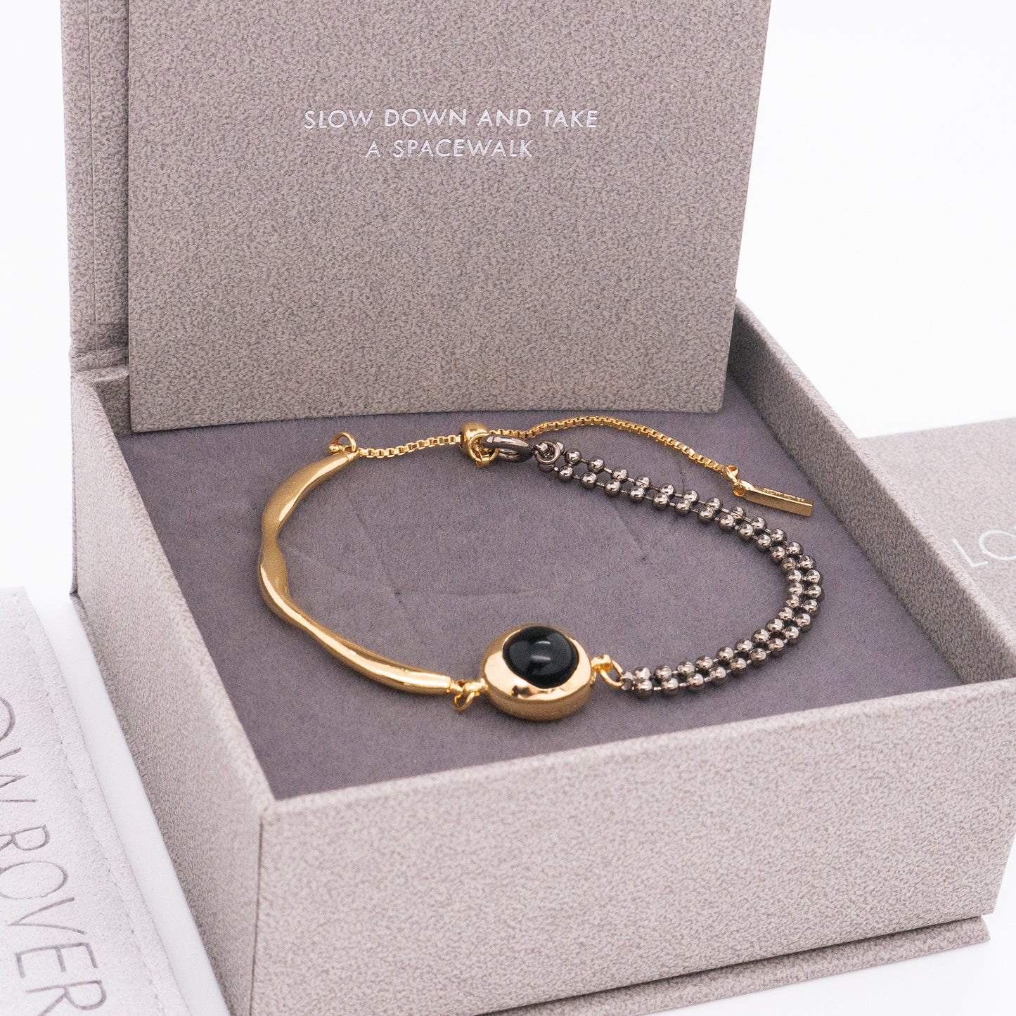 Solar Flares - Sunspots Black Agate Bracelet (Black & 18K Gold Plated)