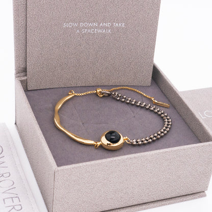Solar Flares - Sunspots Black Agate Bracelet (Black & 18K Gold Plated)