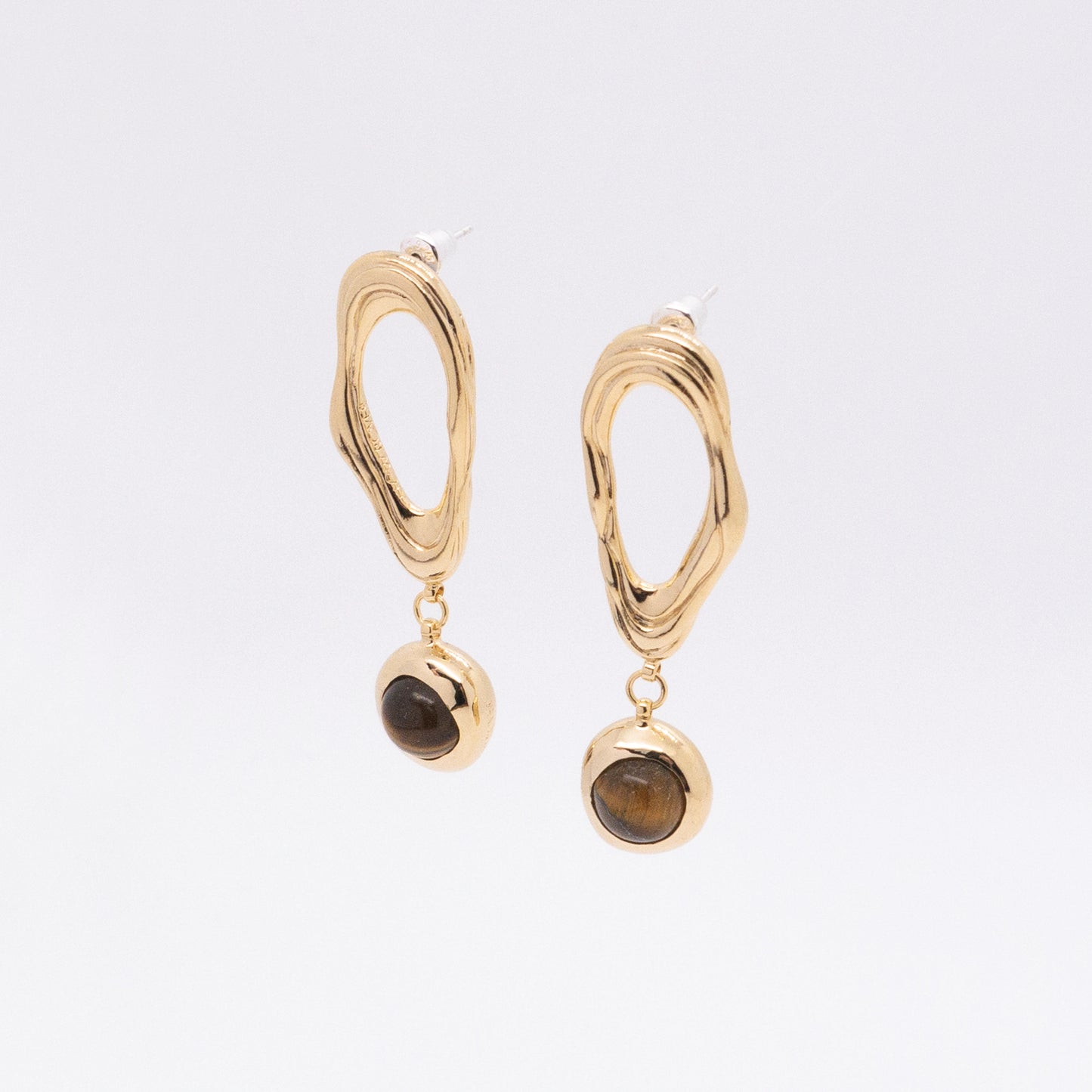 Solar Flares - Coronal Loop Tigerite Earrings (18K Gold Plated)