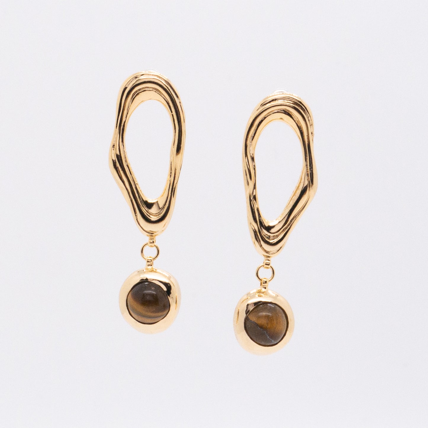 Solar Flares - Coronal Loop Tigerite Earrings (18K Gold Plated)