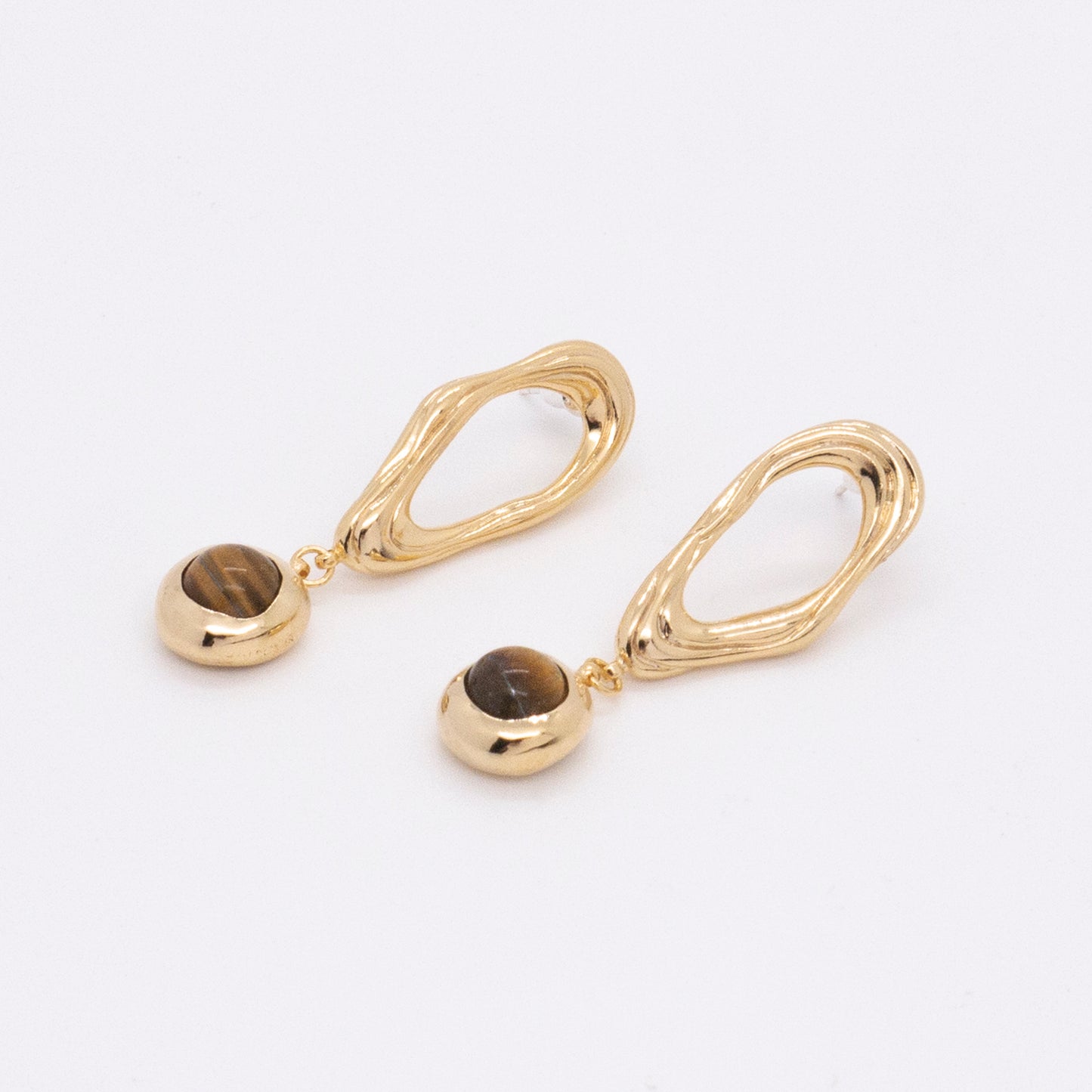 Solar Flares - Coronal Loop Tigerite Earrings (18K Gold Plated)