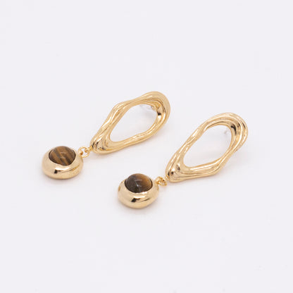 Solar Flares - Coronal Loop Tigerite Earrings (18K Gold Plated)