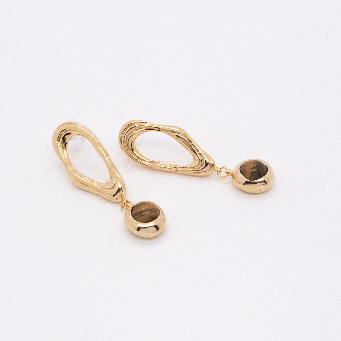Solar Flares - Coronal Loop Tigerite Earrings (18K Gold Plated)