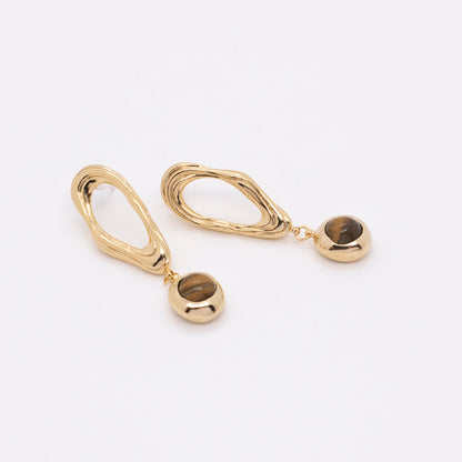 Solar Flares - Coronal Loop Tigerite Earrings (18K Gold Plated)