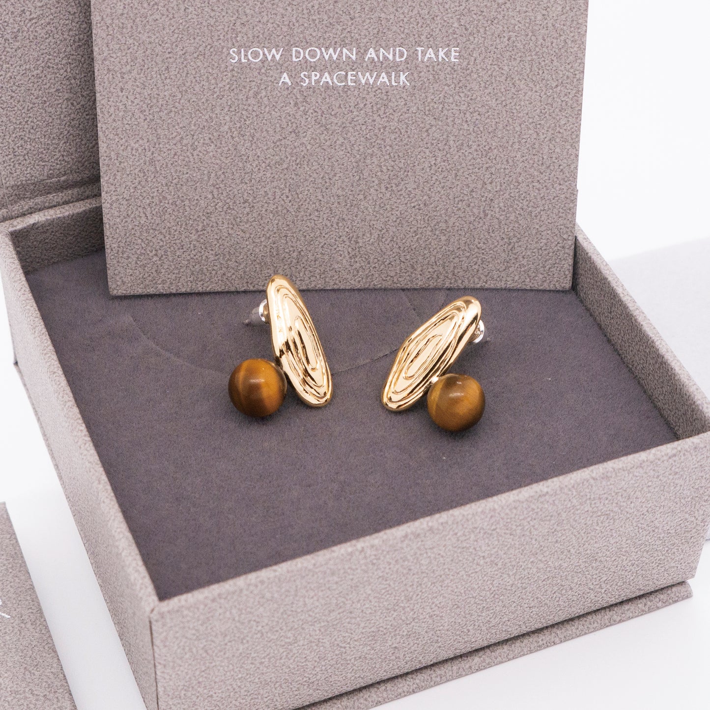 Solar Flares - Sunspots Tigerite Earrings (18K Gold Plated)