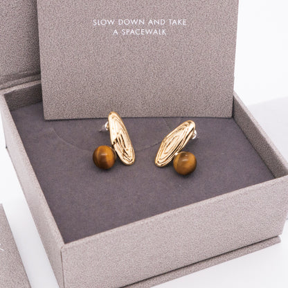 Solar Flares - Sunspots Tigerite Earrings (18K Gold Plated)