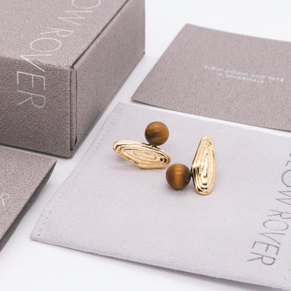 Solar Flares - Sunspots Tigerite Earrings (18K Gold Plated)