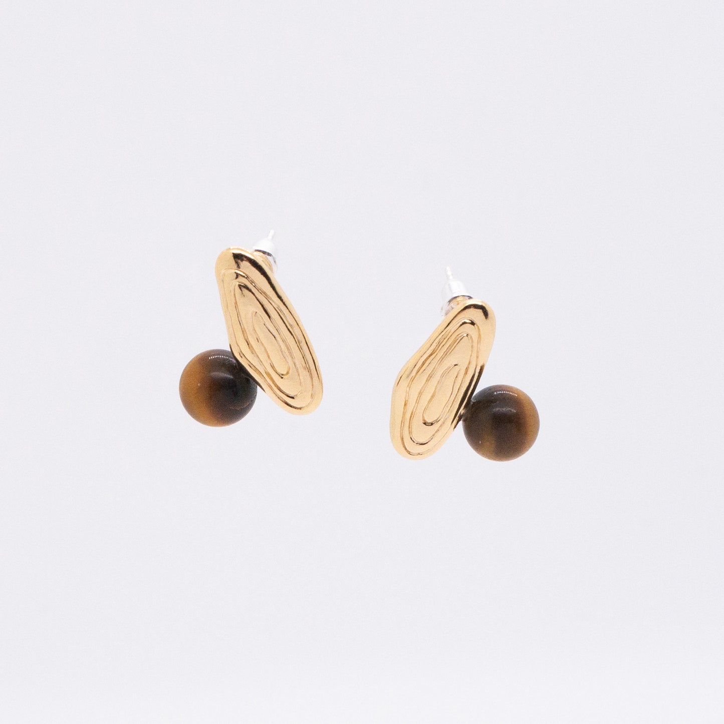 Solar Flares - Sunspots Tigerite Earrings (18K Gold Plated)