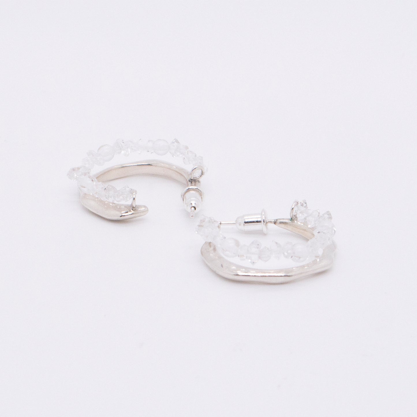 Space Ice - Ice Storm Hoop Earrings (Silver) 