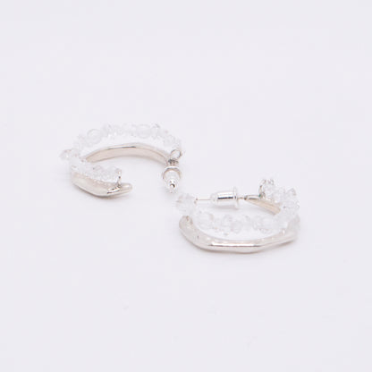 Space Ice - Ice Storm Hoop Earrings (Silver) 