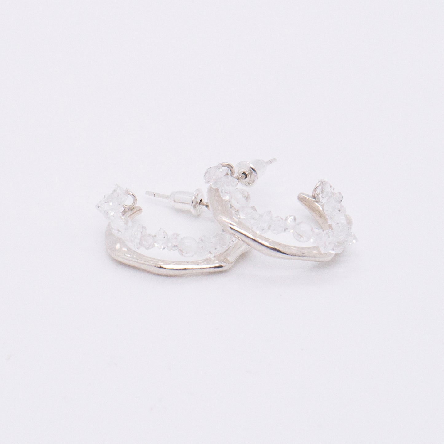 Space Ice - Ice Storm Hoop Earrings (Silver) 