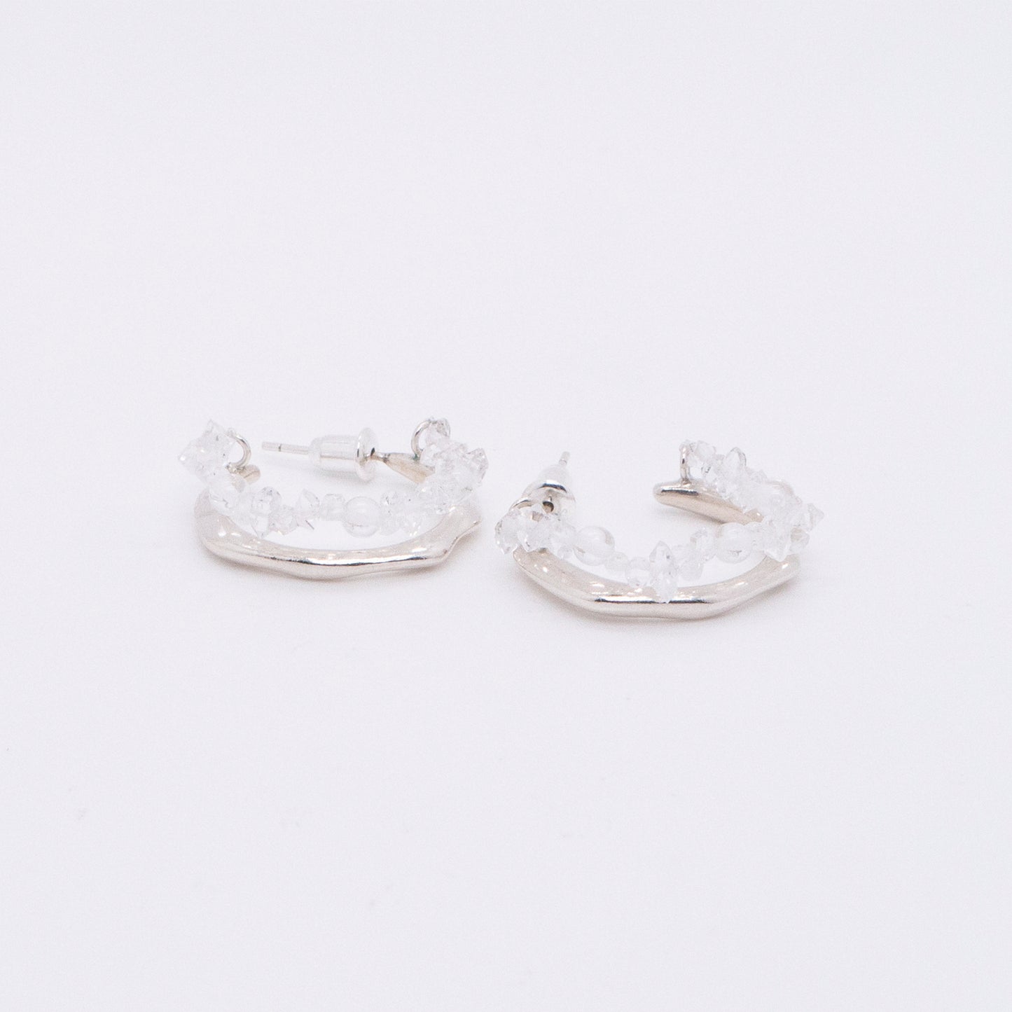 Space Ice - Ice Storm Hoop Earrings (Silver) 