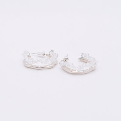 Space Ice - Ice Storm Hoop Earrings (Silver) 