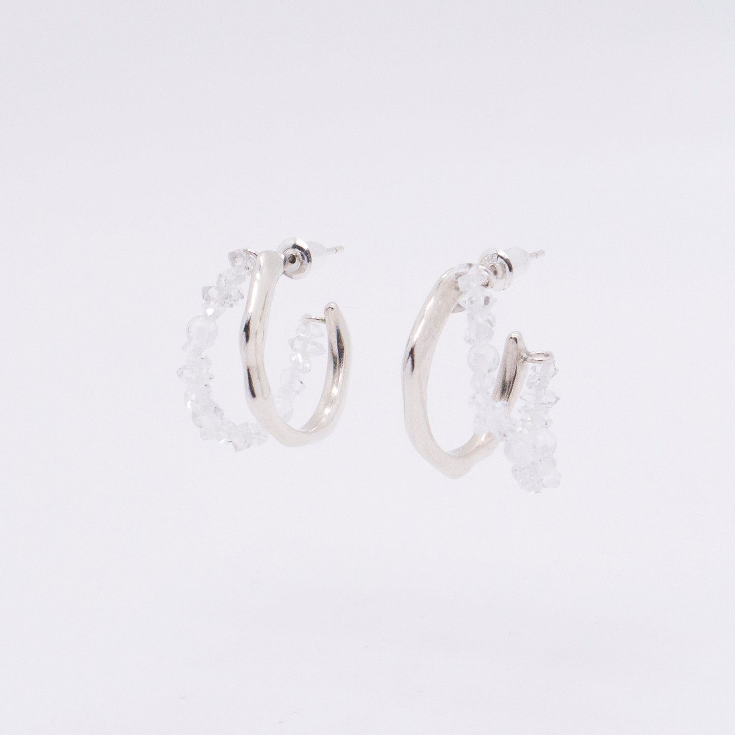 Space Ice - Ice Storm Hoop Earrings (Silver) 