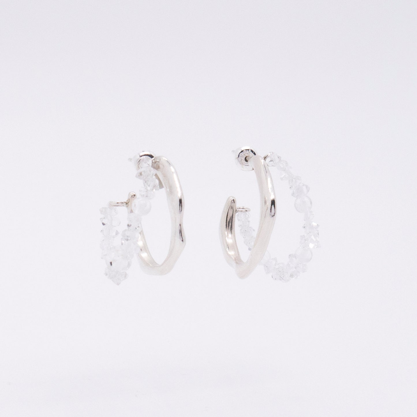 Space Ice - Ice Storm Hoop Earrings (Silver) 