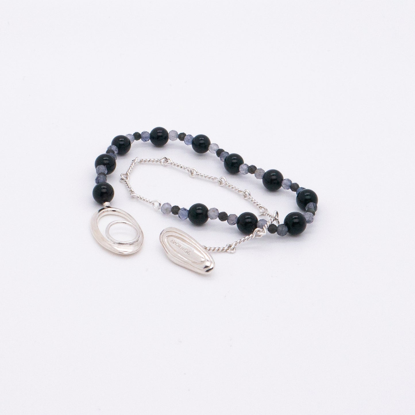 Solar Flares - Magnetic Storm Black Agate Iolite Bracelet (Silver)
