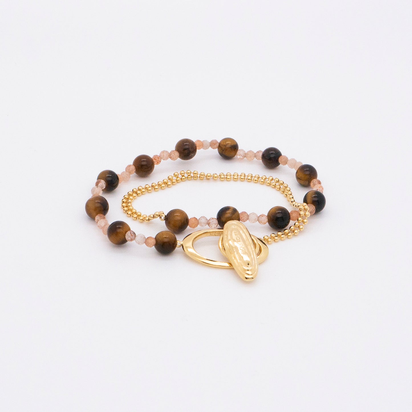 Solar Flares - Magnetic Storm Tigerite Sunstone Bracelet (18K Gold Plated)