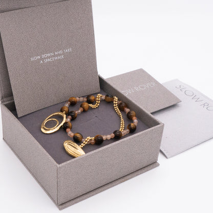 Solar Flares - Magnetic Storm Tigerite Sunstone Bracelet (18K Gold Plated)