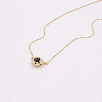 太陽閃焰 太陽黑子金運石鎖骨鍊-厚鍍18K金