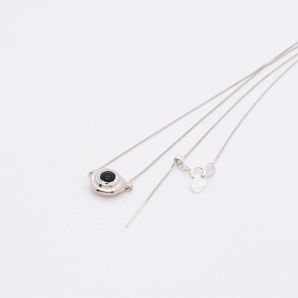 Solar Flares - Sunspots Black Agate Necklace (Silver)