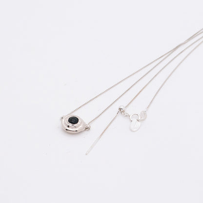 Solar Flares - Sunspots Black Agate Necklace (Silver)