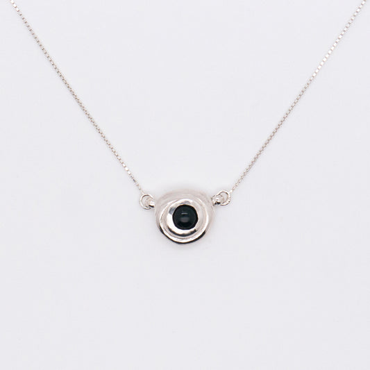 Solar Flares - Sunspots Black Agate Necklace (Silver)