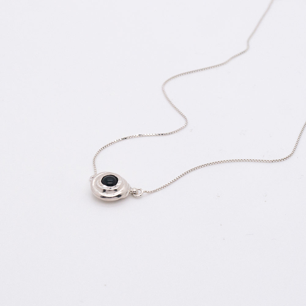 Solar Flares - Sunspots Black Agate Necklace (Silver)