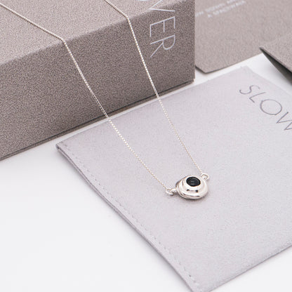 Solar Flares - Sunspots Black Agate Necklace (Silver)