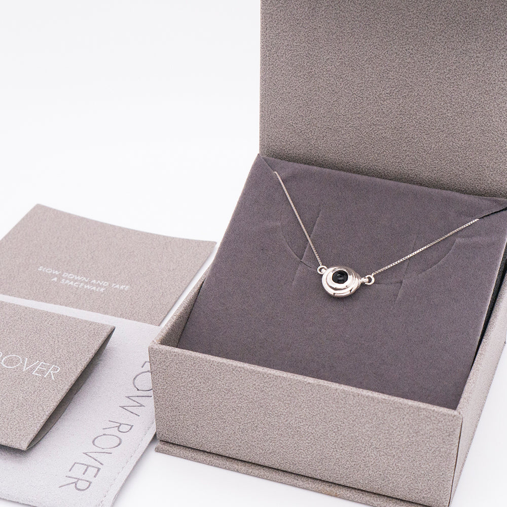 Solar Flares - Sunspots Black Agate Necklace (Silver)