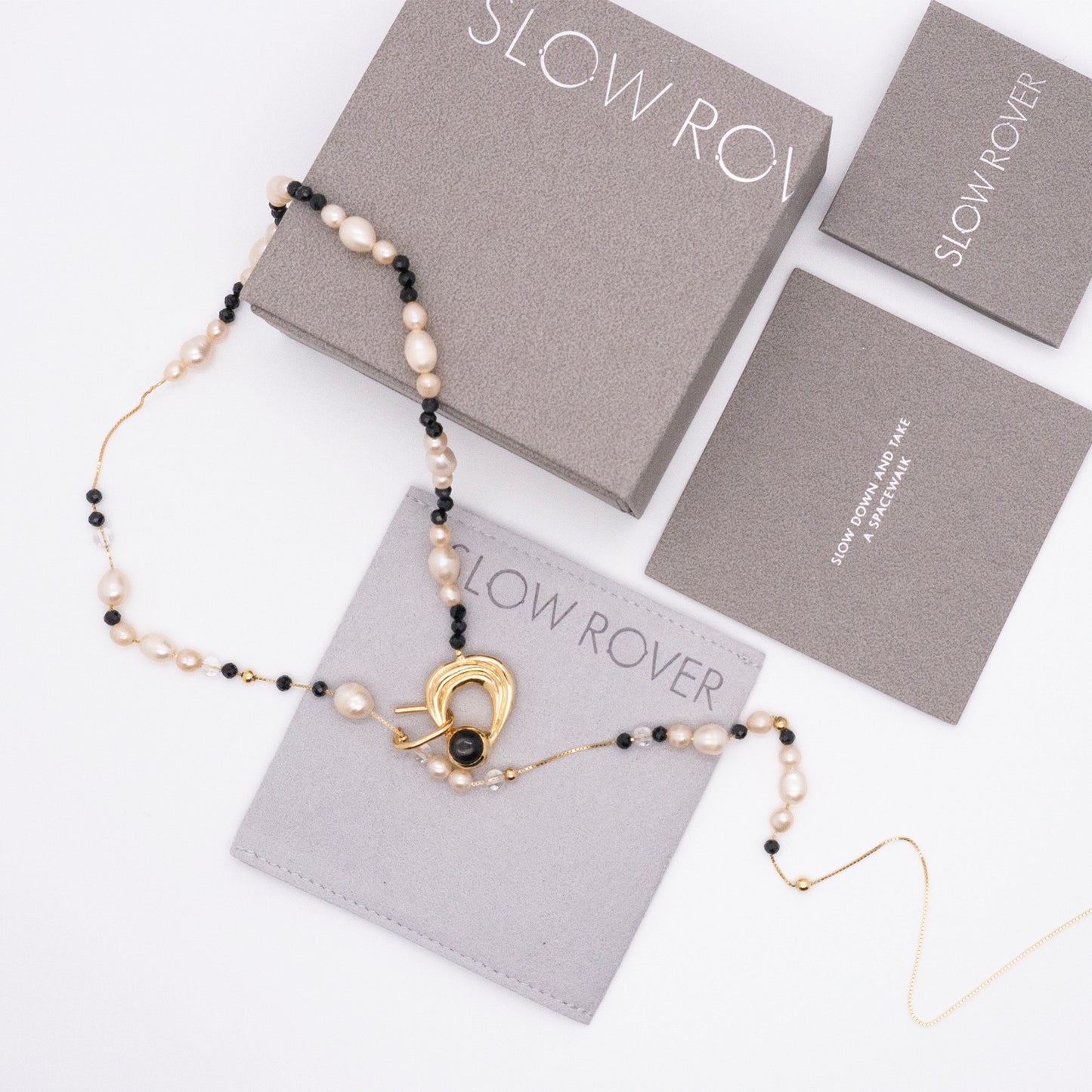 太陽閃焰 日珥金運石白色珍珠長鍊-厚鍍18K金