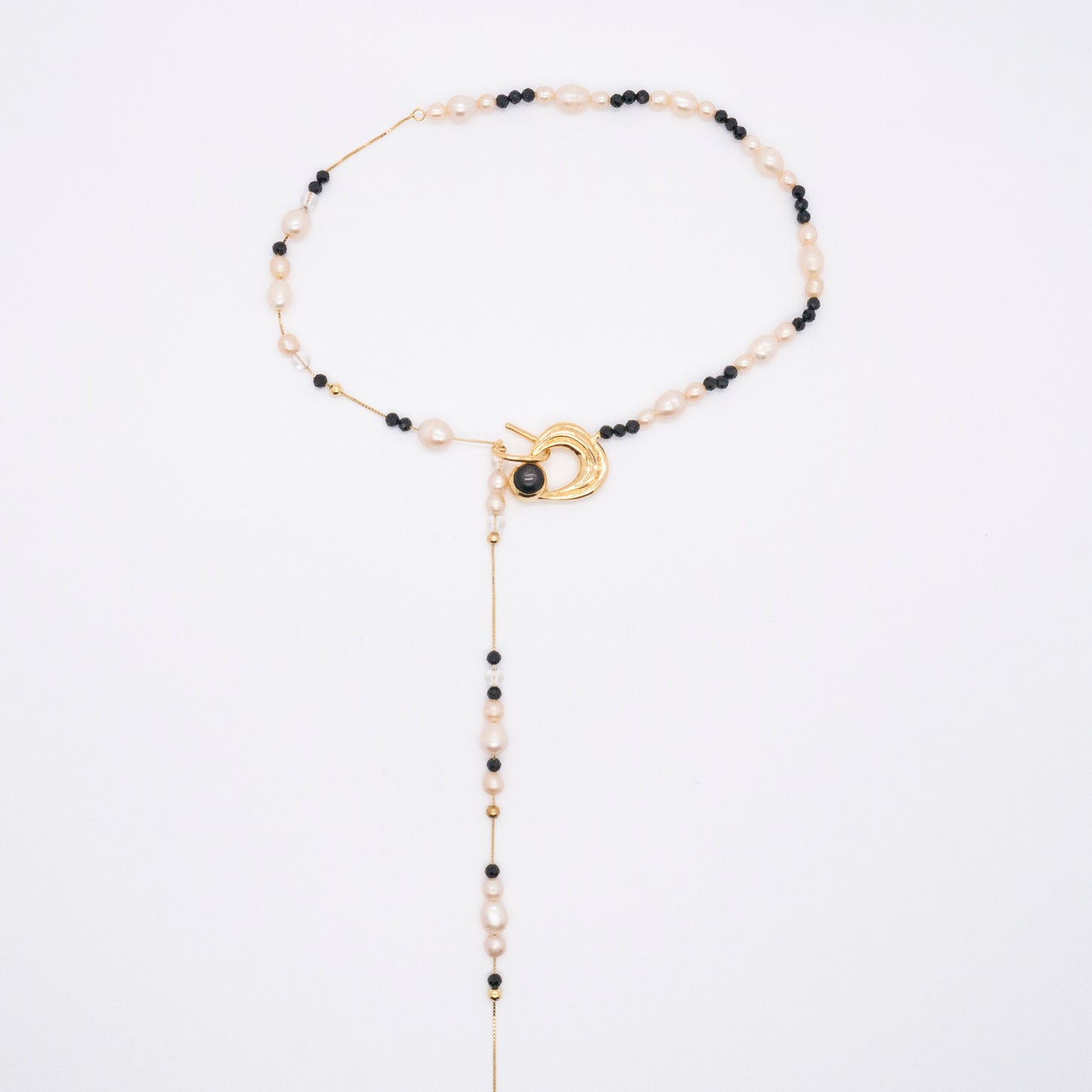 太陽閃焰 日珥金運石白色珍珠長鍊-厚鍍18K金