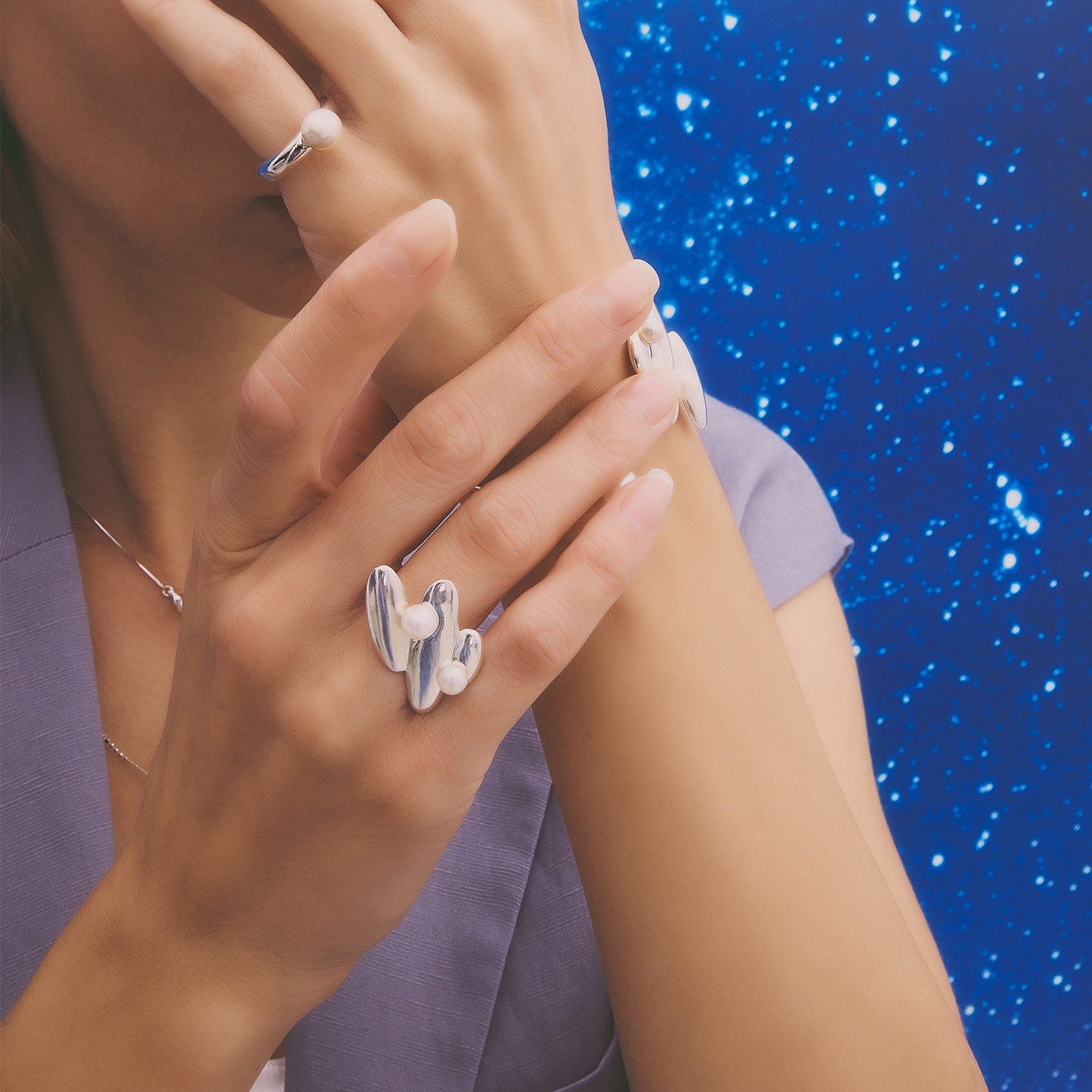 多重宇宙 平行時空珍珠戒指-純銀