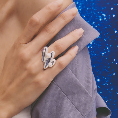 Multiverse - Parallel Universes Pearl Ring (Silver)