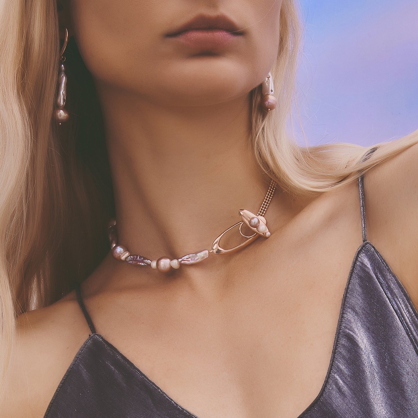 Multiverse - Time Travel Lavender Pearl Choker (Rose Gold Plated) 