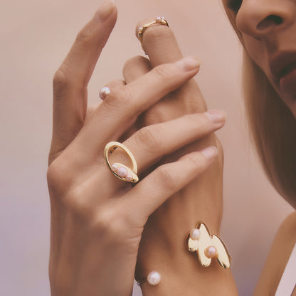 Multiverse - Time Travel Baby Pearl Ring (18K Gold Plated) 